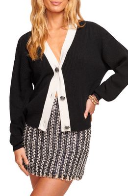 Ramy Brook Nina Contrast Rib Cardigan in Black