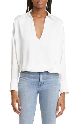 Ramy Brook Perry Split Neck Shirt in Ivory