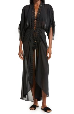 Ramy Brook Raelynn Lace Trim Cover-Up Dress in Black