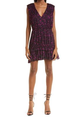 Ramy Brook Romina Floral Lace Dress in Plumberry/Black
