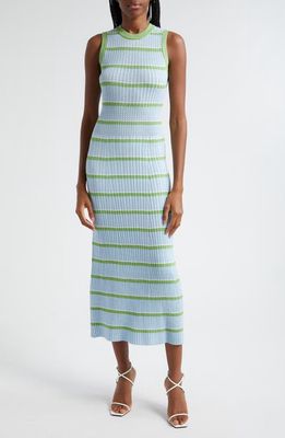 Ramy Brook Ryan Sleeveless Sweater Dress in Green Blue Quarts Stripe