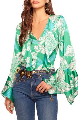 Ramy Brook Savanna Floral Trumpet Sleeve Shirt in Sea Green Lily Print
