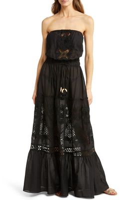 Ramy Brook Sterling Embroidered Cotton Cover-Up Maxi Dress in Black Embroidered Co