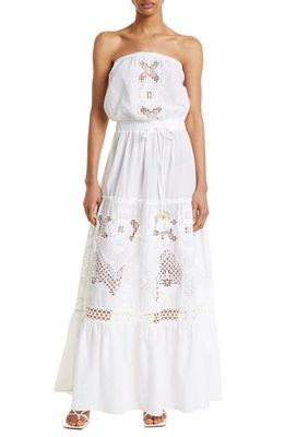 Ramy Brook Sterling Embroidered Cotton Cover-Up Maxi Dress in White Embroidered Co