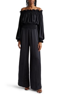 Ramy Brook Teagan Off the Shoulder Long Sleeve Jumpsuit in Black