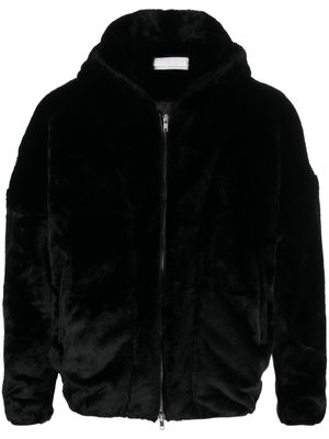 Random Identities faux-fur zip-up hoodie - Black