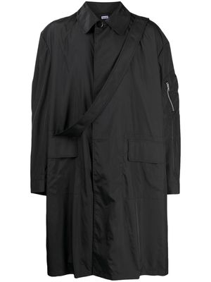 Random Identities strap-detail midi raincoat - Black