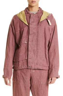 RANRA Gjoska Hooded Linen Jacket in Rust