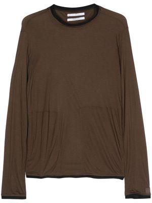 RANRA semi-sheer modal T-shirt - Brown