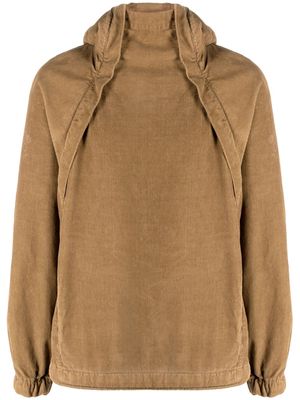 RANRA side-zip corduroy hoodie - Brown