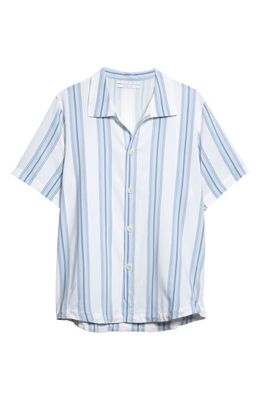 RANRA Skotta Multistripe Short Sleeve Button-Up Shirt in White/Light Blue Blue 1255