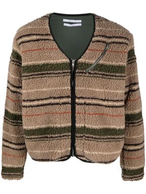 RANRA striped fleece zip-up jacket - Brown