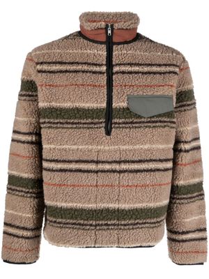 RANRA Thjorsar striped fleece-texture jumper - Brown