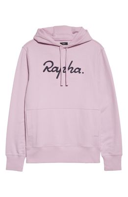 Rapha Logo Cotton Hoodie in Fair Orchid /India Ink