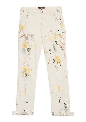 Raphael Splatter Denim Straight-Leg Carpenter Pants