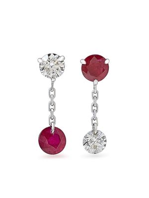 Raphaele Canot 18kt white gold ruby diamond mismatch drop earrings - Silver