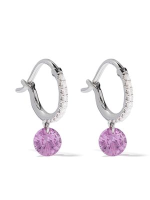 Raphaele Canot 18kt white gold Set Free pink sapphire and diamond mini hoops - Silver