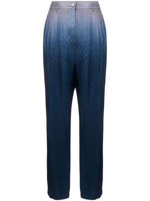 Raquel Allegra Bianca paisley-print ombré silk trousers - Blue