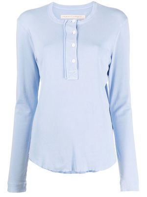Raquel Allegra Bowie henley cotton top - Blue
