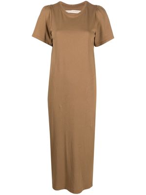 Raquel Allegra crew-neck cotton T-shirt dress - Brown