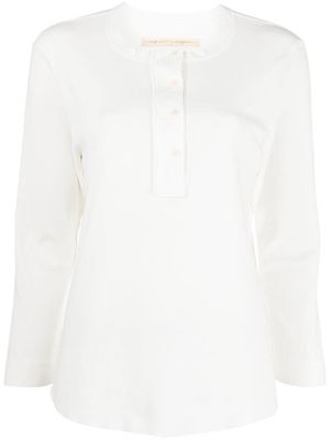 Raquel Allegra Henley long-sleeved T-shirt - White