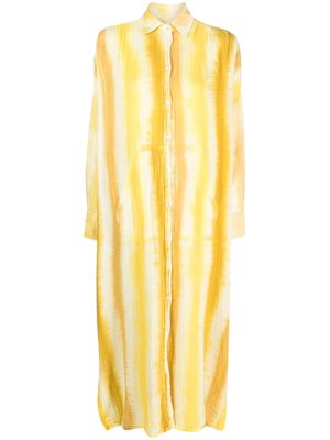 Raquel Allegra striped tie-dye cotton dress - Yellow