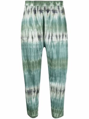 Raquel Allegra tie dye-print cropped trousers - Green