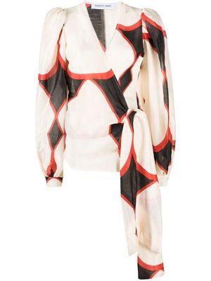 Raquel Diniz geometric-print wrap blouse - Neutrals