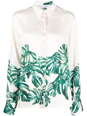 Raquel Diniz Petra leaf-print silk blouse - Green