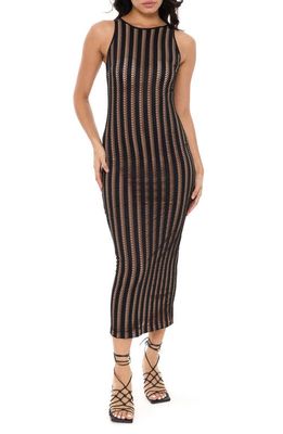 Rare London Cutwork Stripe Body-Con Dress in Black