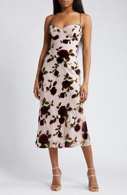 Rare London Floral Devoré Underwire Midi Dress in Pink