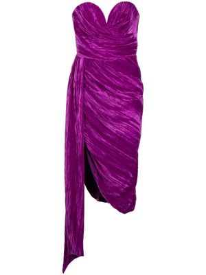 RASARIO asymmetric ruched velvet dress - Purple