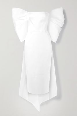 RASARIO - Bow-embellished Satin Midi Dress - White