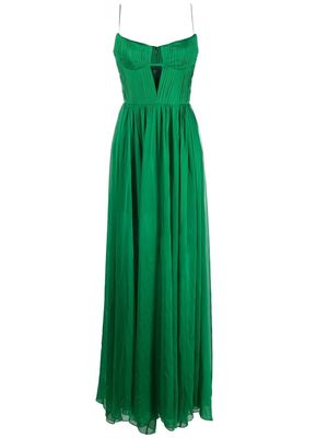 RASARIO bustier cut-out pleated gown - Green