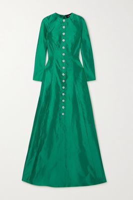 RASARIO - Crystal-embellished Mikado-silk Gown - Green