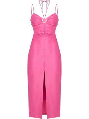 RASARIO crystal-ring draped midi dress - Pink
