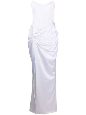 RASARIO gathered strapless gown - White