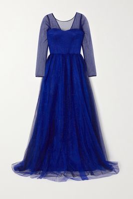 RASARIO - Glittered Tulle Gown - Blue