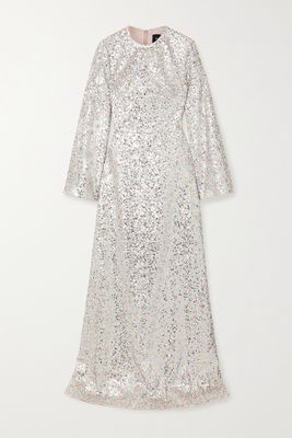 RASARIO - Iridescent Sequined Tulle Gown - Silver