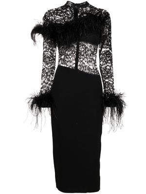 RASARIO lace-panel long-sleeve dress - Black
