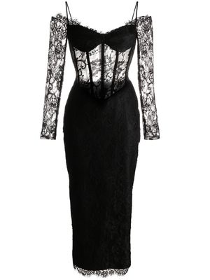 RASARIO off-shoulder lace-panel dress - Black