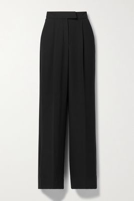 RASARIO - Pleated Straight-leg Crepe Pants - Black