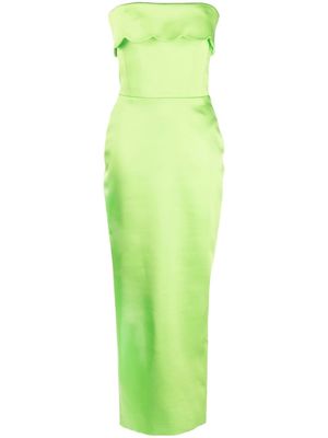 RASARIO scallop-edge strapless dress - Green