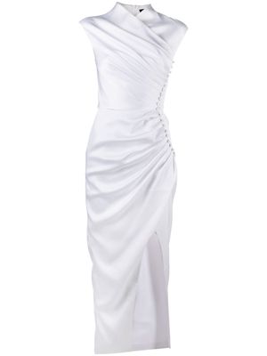 RASARIO short-sleeve draped dress - White
