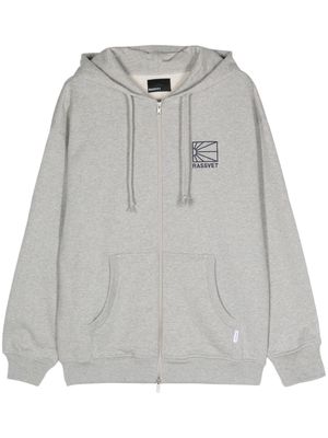RASSVET embroidered-logo zipped hoodie - Grey