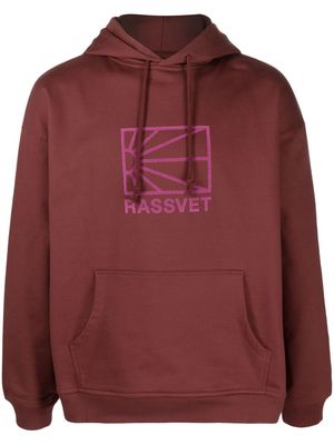 RASSVET flocked-logo cotton hoodie - Red