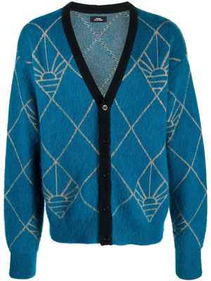 RASSVET logo-monogram print knit cardigan - Blue