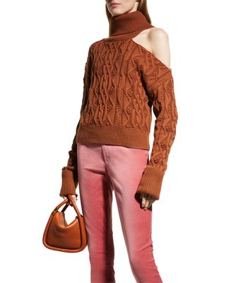 Raundi Cable-Knit Cut-Out Turtleneck Sweater