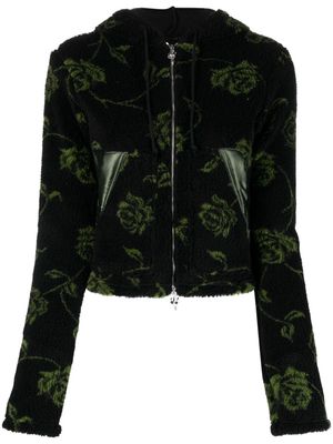 Rave Review Devon zipped fleece hoodie - Black