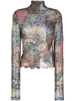 Rave Review Greta patchwork floral-lace top - Green